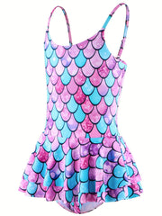 Sweet Girls Fish Scale Cami Swimwear Bathing Suit For Summer