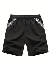 Men's Quick Dry Active Shorts Zipper Pockets Drawstring Waist