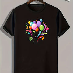Colorful Balloon Print Men's Graphic T shirt Casual Summer Tees
