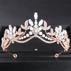 Pastel Night Sky Tiara Moonstone Rhinestones Clear & Milky Rhinestone Tiara