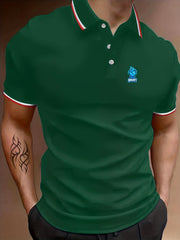 Men's Skull Polo Shirt Casual Stretch Lapel Button Short Sleeve Shirt