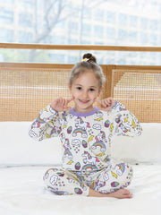 Boys Unicorn Print Pajama Set Family Outfit Round Neck Long Sleeve Top & Pants
