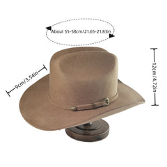 Men's Tweed Western Cowboy Hat Cocked Hump Autumn Winter Riding Hat