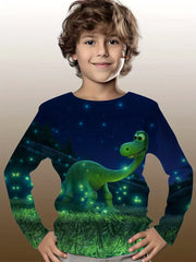 3D Dinosaur Kid's Pullover Long Sleeve Top For Spring Fall Winter