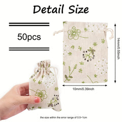 50pcs Polycotton Polyester Cotton Drawstring Bags Jewelry Pouches