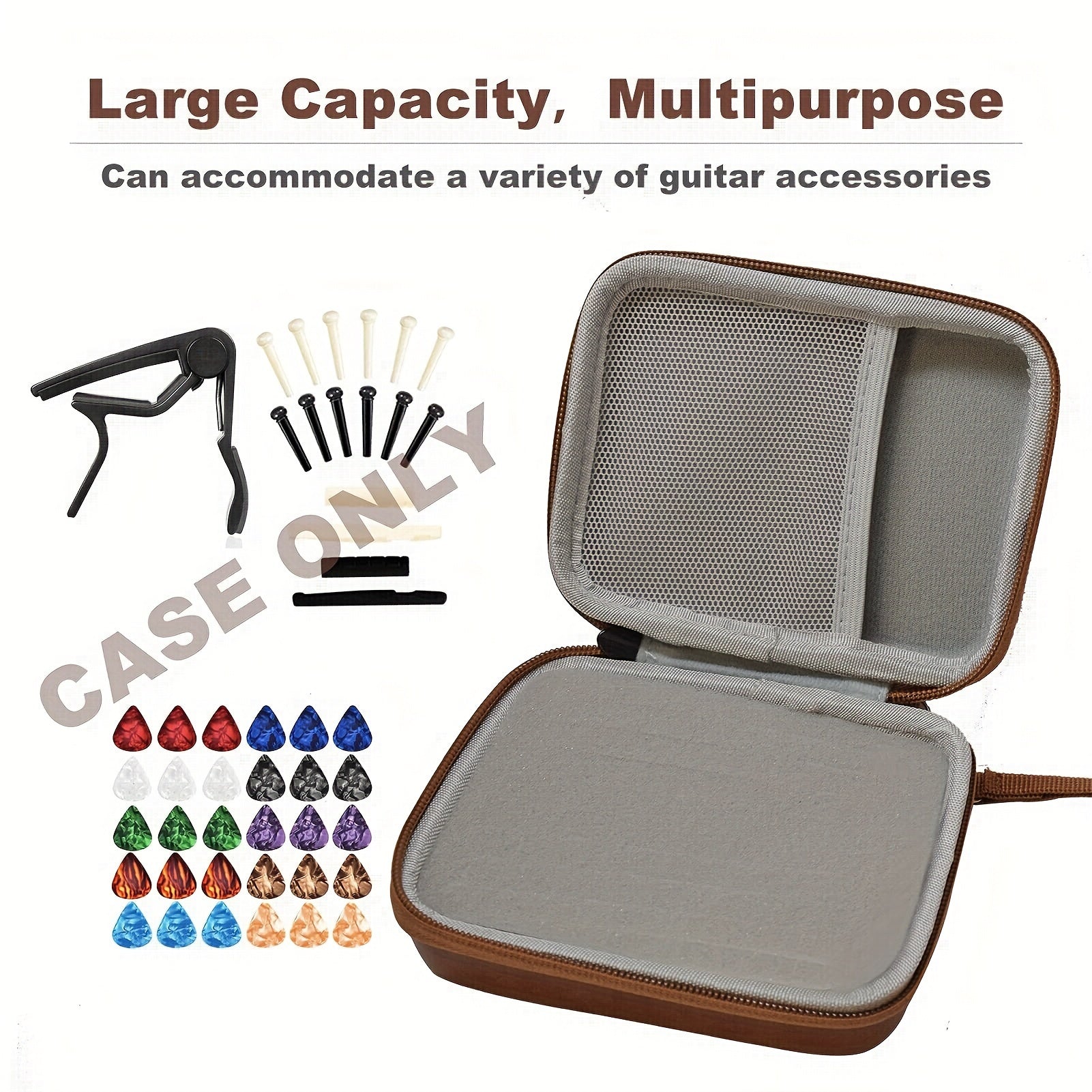 Guitar Pick Holder Faux Leather Storage Box Christmas Gift Music Party