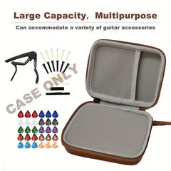 Guitar Pick Holder Faux Leather Storage Box Christmas Gift Music Party