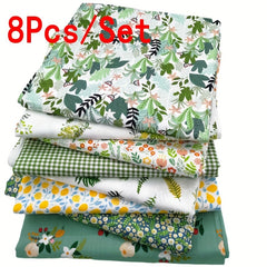 8pcs Multicolor Patchwork Fabric Cotton Floral Printed