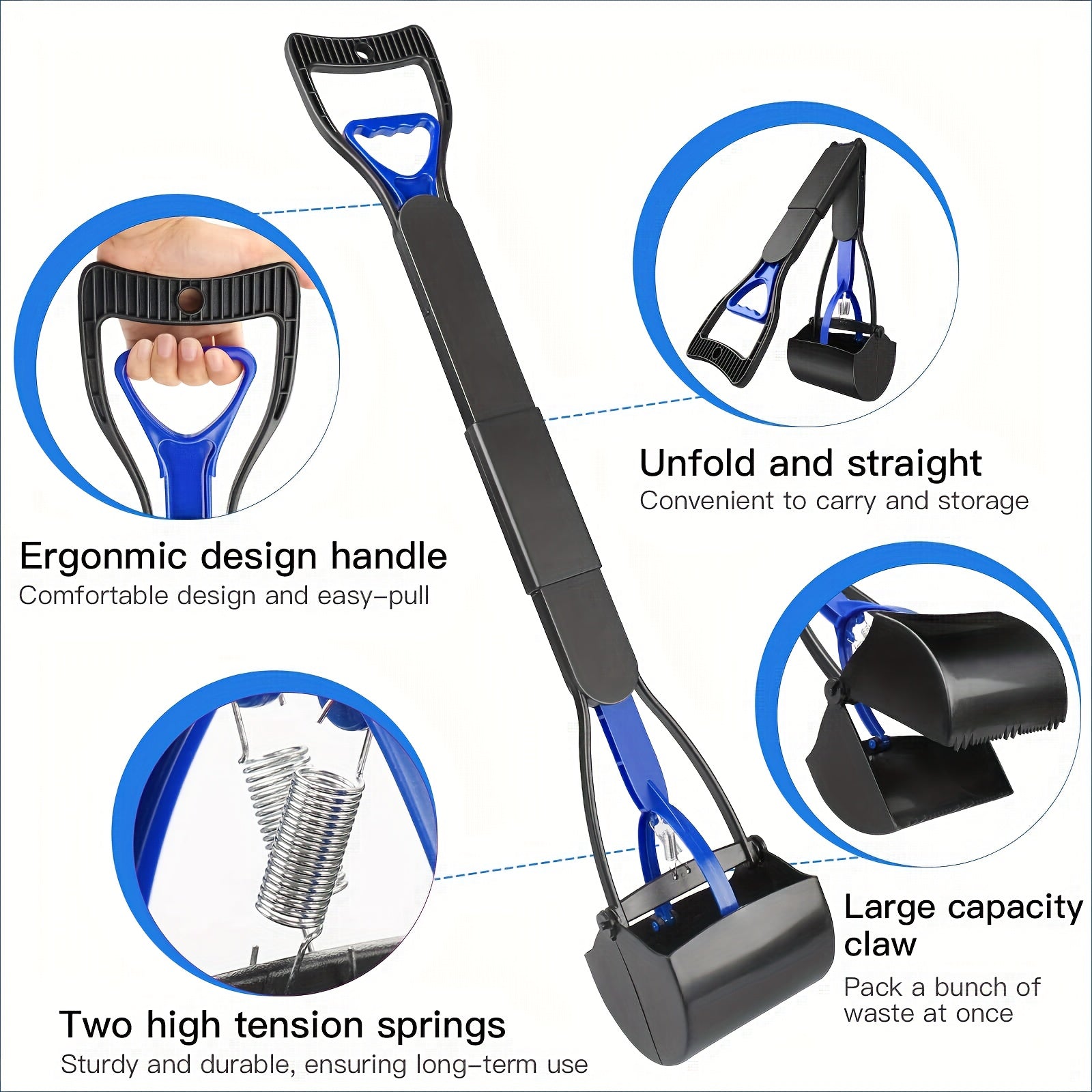 Portable Dog Poop Scooper with Long Handle for Outdoor Walking