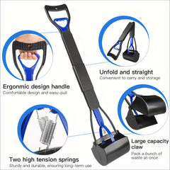 Portable Dog Poop Scooper with Long Handle for Outdoor Walking