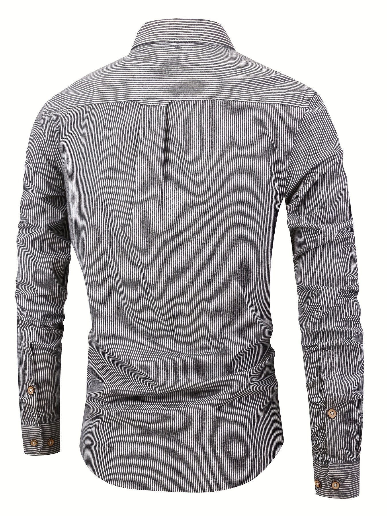 Stripe Print Men s Casual Long Sleeve Shirt With Pocket