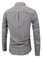 Stripe Print Men s Casual Long Sleeve Shirt With Pocket