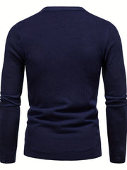 Retro Letter Print Knitted Sweater Men's Casual Round Neck Pullover