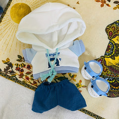 Cartoon Plush Doll Clothes Set with Hood Sweatshirt Jeans Shoes