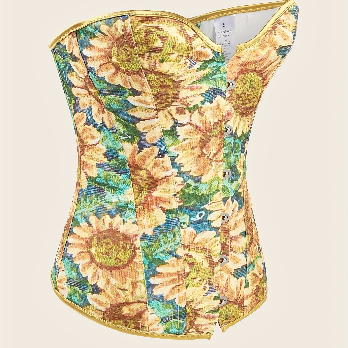 Corset Women's Plus Painting Print Grommet Lace Up Back Tummy Control