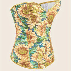 Corset Women's Plus Painting Print Grommet Lace Up Back Tummy Control