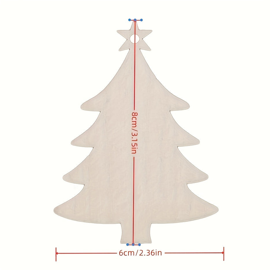 10pcs Wooden Christmas Tree Pendant DIY Crafts Snow Decoration
