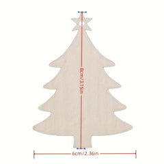 10pcs Wooden Christmas Tree Pendant DIY Crafts Snow Decoration