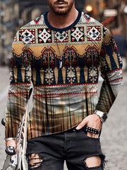 Ethnic Style Pattern Men's Long Sleeve Vintage Novelty T-shirt