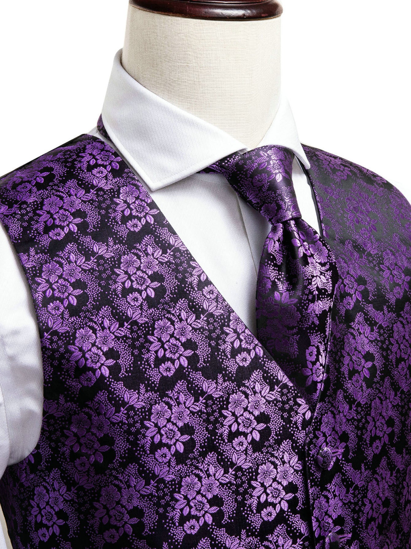 Men's Purple Paisley Casual V-neck Button Vest