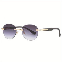Round Rimless Sunglasses UV400 Gradient Glasses for Driving
