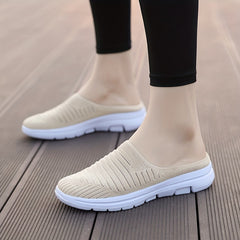 Women's Breathable Knit Mule Sneakers Lightweight Slip On Shoes
