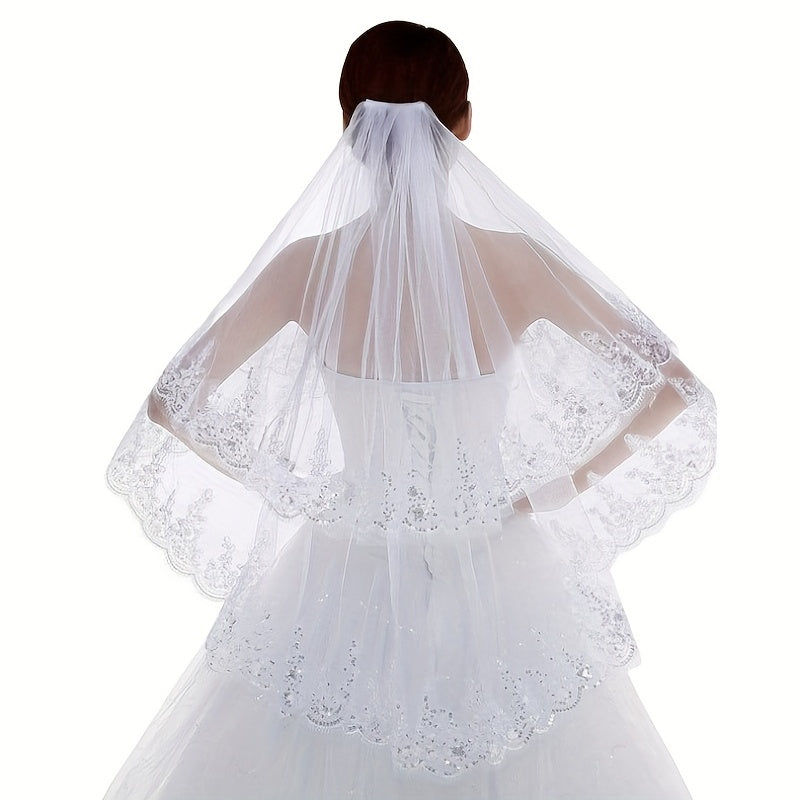Lace Edge Bridal Veil Wedding Hair Accessory