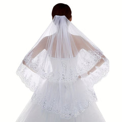 Lace Edge Bridal Veil Wedding Hair Accessory