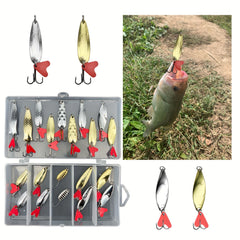 Metal Spoon Fishing Lures Kit - Spinner Baits With Box - Fishing Tackle
