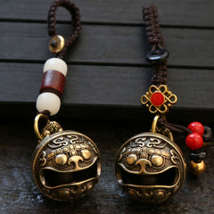 Brass Pixiu Bell Keychain Hollow Out Bell Lucky Decor