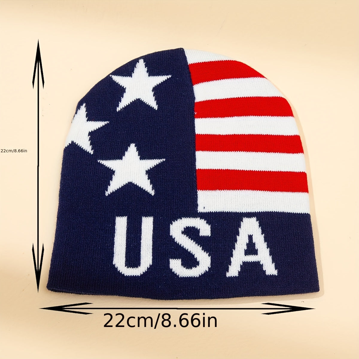 Flag Jacquard Beanie Elastic Hip Hop Knit Hat Unisex Warm Skull Cap