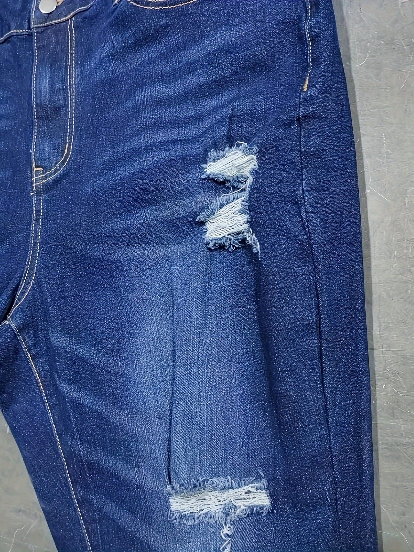 Ripped High Rise Flared Leg Jeans
