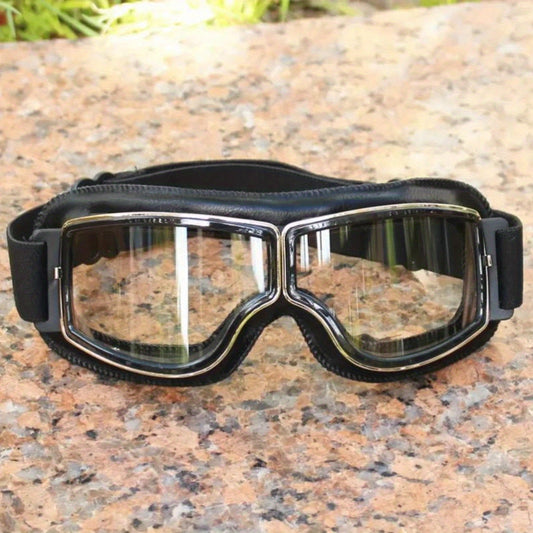 Vintage PU Leather Goggles Windproof Motorcycle Goggles