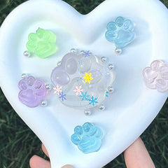 6pcs Glow in The Dark Squishy Cat Paw Fidget Toys with Glitter TPR Material