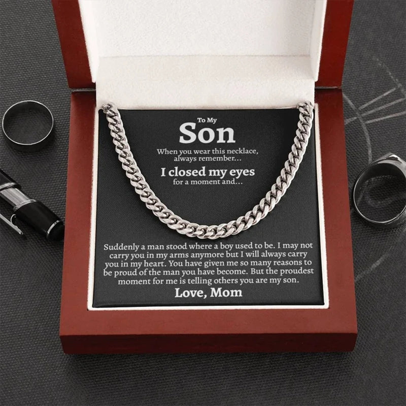 Boys Stainless Steel Chain Necklace Gift for Son