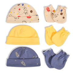 Baby Boys Cartoon Print Cap & Mittens Set for Autumn & Spring