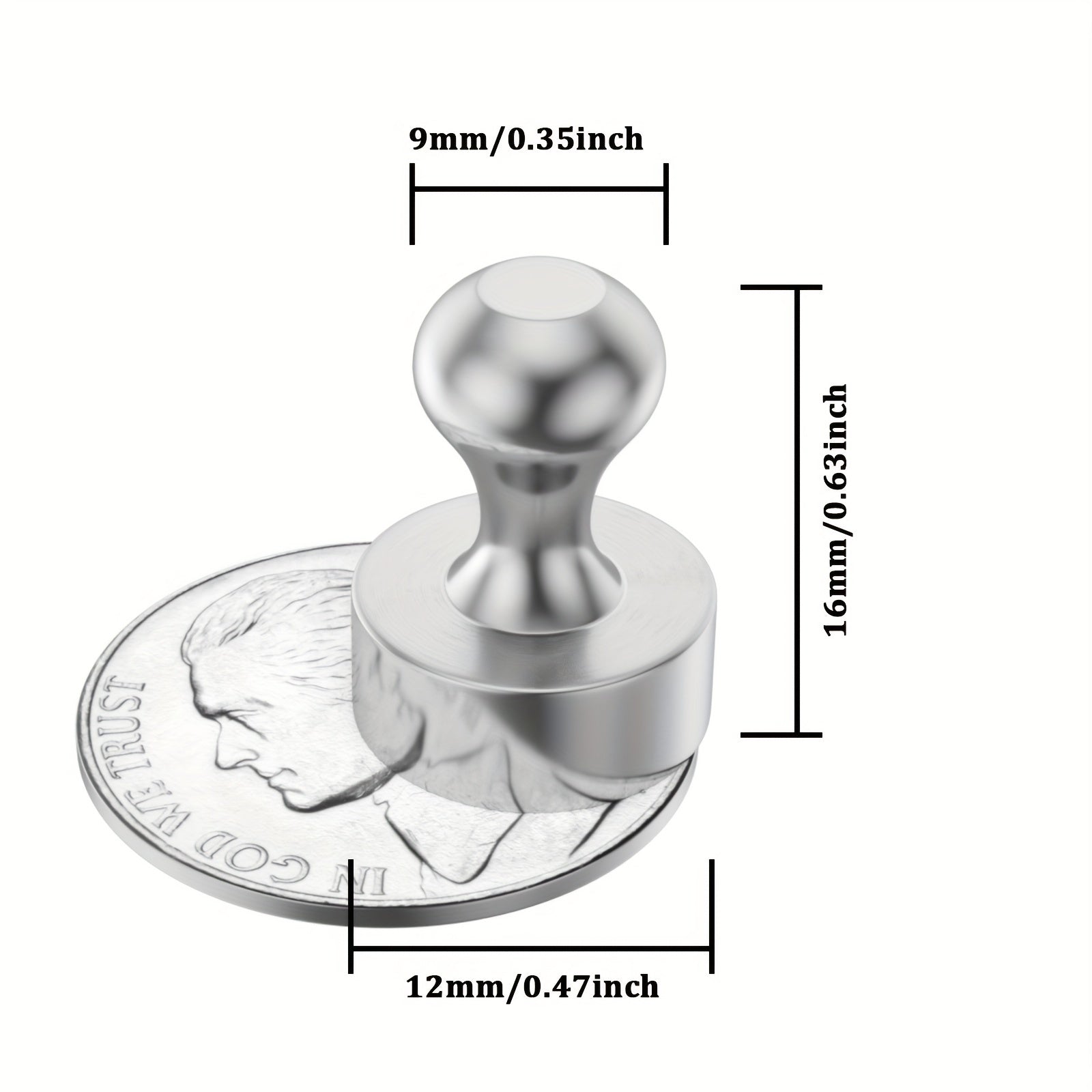12pcs Strong Fridge Magnets Whiteboard Silver Push Peg Magnets