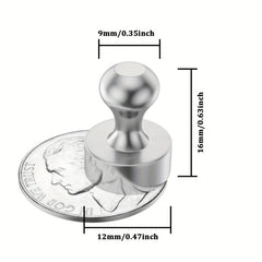 12pcs Strong Fridge Magnets Whiteboard Silver Push Peg Magnets