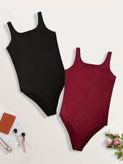 Solid Square Neck Tank Bodysuit
