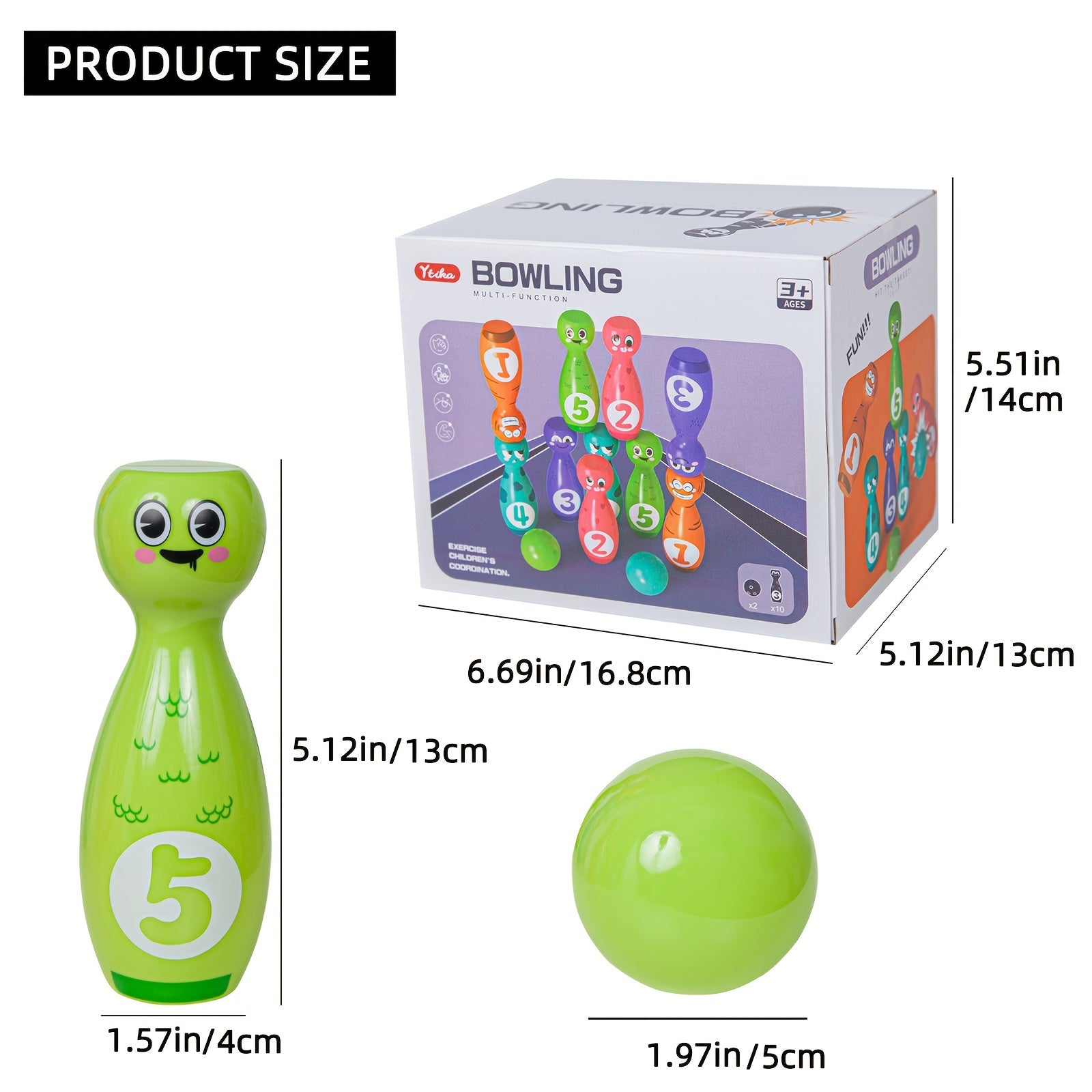 Kids Bowling Toy Set with Cartoon Fun Expressions