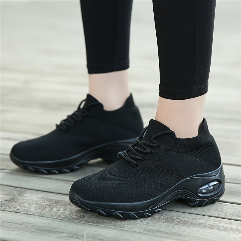 Lace Up Weaving Socks Shoes Air Cushion Running Sports Shoes Women's Footwear