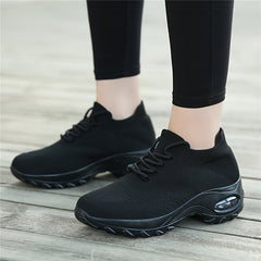 Lace Up Weaving Socks Shoes Air Cushion Running Sports Shoes Women's Footwear