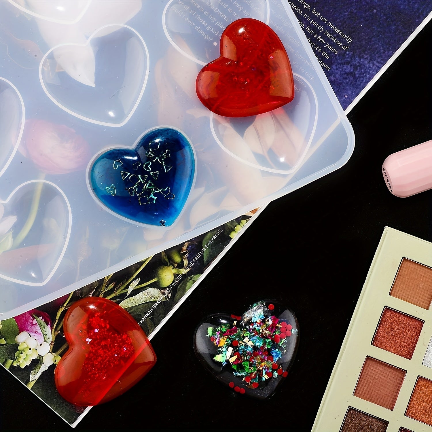 9 Hole Heart Resin Mold Silicone Charm Mold for DIY Keychain Pendant