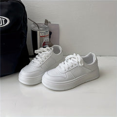 Women's Platform Skate Shoes Round Toe Lace Up Low Top Sneakers