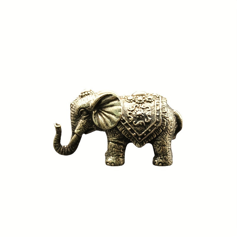 Solid Brass Elephant Keychain Men Handle Antique Pendant