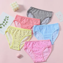 5pcs Girls' Flower Star Briefs Set Breathable Comfortable Panties