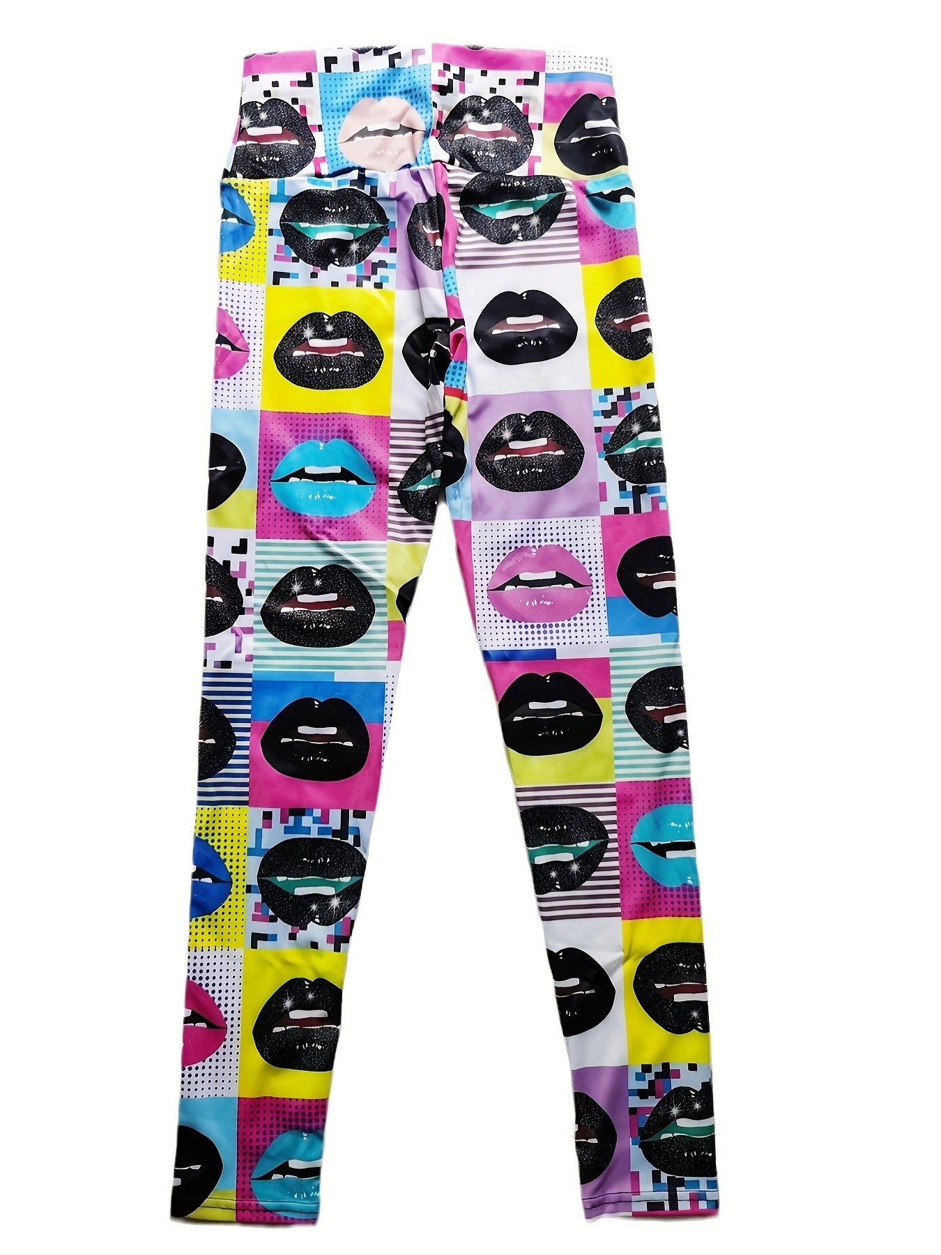 High Waist Lip Print Yoga Pant Slim Fit Legging