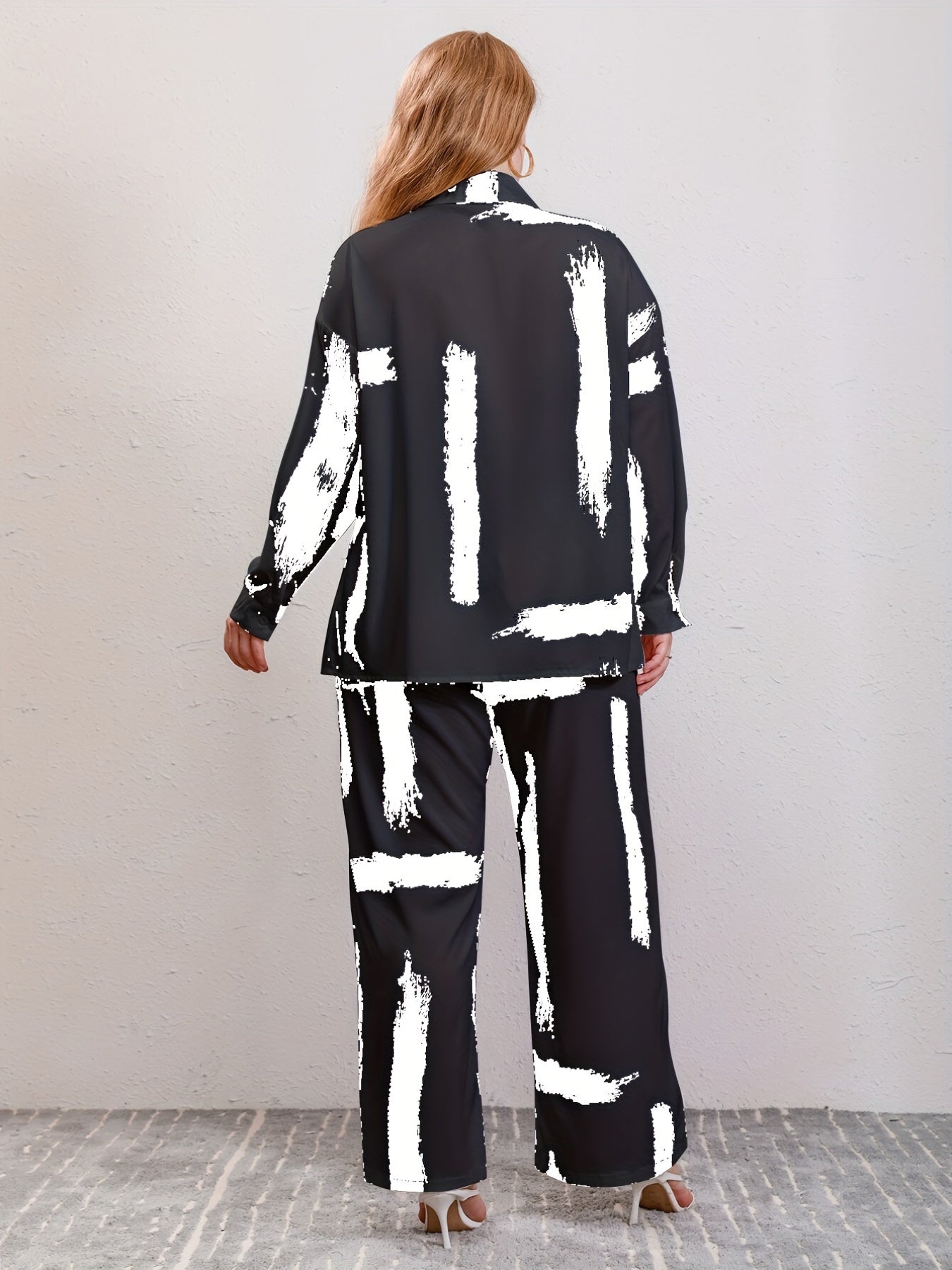 Graphic Print Long Sleeve Shirt & Pants Set