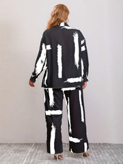 Graphic Print Long Sleeve Shirt & Pants Set