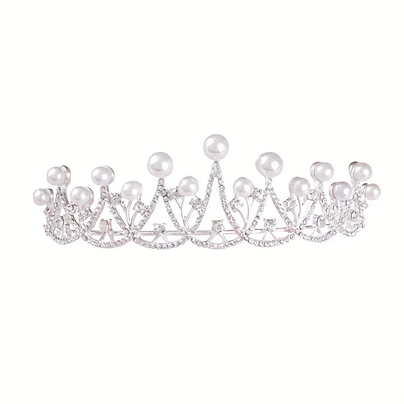 Faux Pearl Rhinestone Crown - 18 Years Old Adult Party Princess Tiara